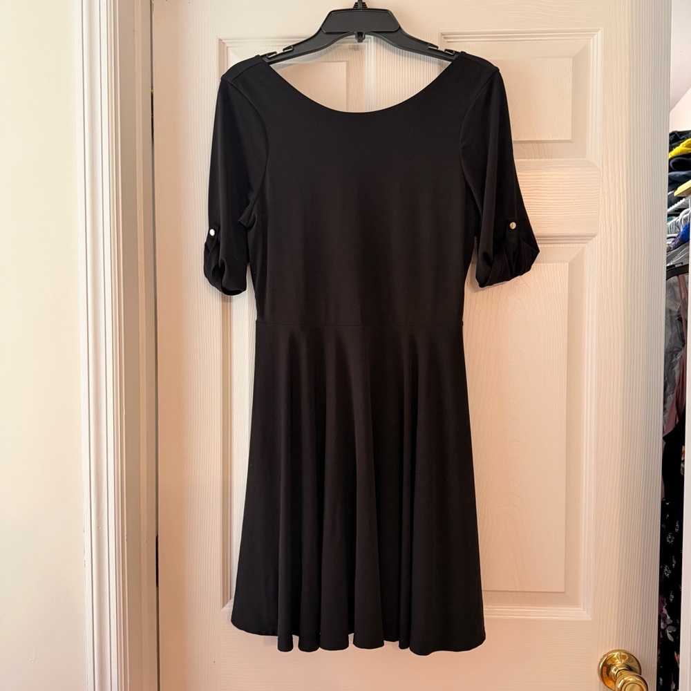 Express Black Midi Fit-and-Flare Dress